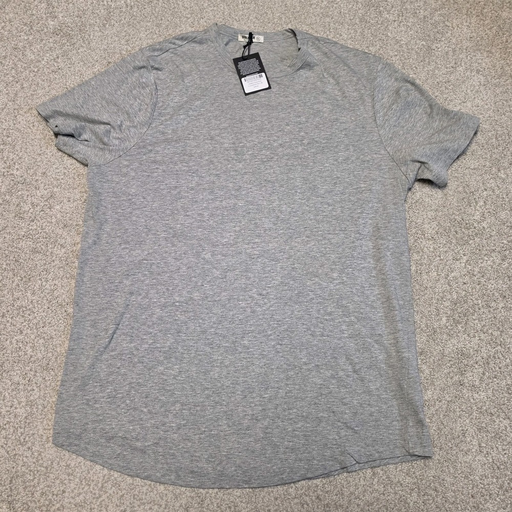 NWT Buck Mason Heather Gray Short Sleeve T Shirt Men XL Pima Curved Hem Casual